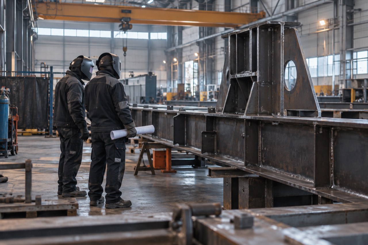 Spécialistes industriels inspectant un assemblage métallique