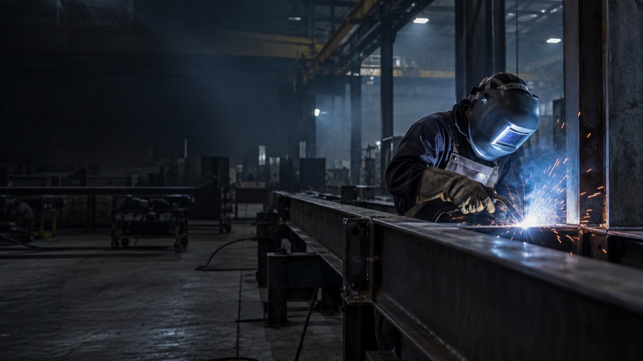 Soudeur professionnel travaillant sur une structure métallique